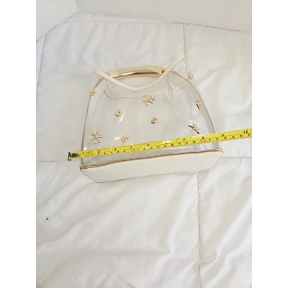 Y2k A New Day Boho Mini Slouchy Embellished Seashells Handbag See Through Clear - Picture 5 of 11